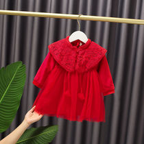 Girls dress autumn and winter New 2020 Korean fashion foreign style baby plus velvet warm long sleeve princess skirt