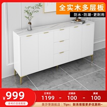 Side cabinet light luxury Rock board modern simple living room tea cabinet solid wood kitchen side cabinet White Wall custom