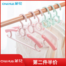 Tea flower children clothes hanger telescopic home small hanger baby clothes hangers multifunctional traceless anti-slip drying rack