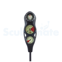 Scubapro 3-GAUGE IN-LINE CONSOLE triple GAUGE pressure GAUGE depth GAUGE finger North needle