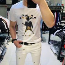 European water soft cotton graffiti painted round neck T-shirt men 19 summer new European station fashion fashion fashion men short sleeves