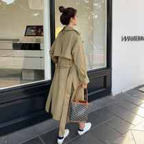 Trench coat womens long spring and autumn 2021 new spring and autumn Korean version of loose temperament khaki over the knee pop coat tide
