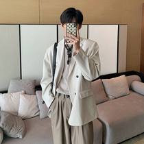 Hualun double-breasted suit mob male yuppie suit casual trend loose Korean version of fried street jacket handsome