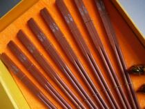 Weifang Red Wood Insert Silver Lacquer Chopsticks Red Sandalwood Log Chopsticks Fine China Featured Gift Traditional Handicraft