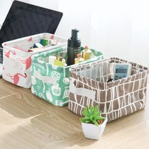 Hipster folding cotton linen storage basket desktop sundries finishing box portable portable cosmetics fabric storage box