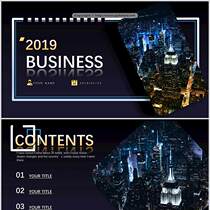 (Hope City) Blue Orange City Geometric Style Template PPT Template High-end Texture Business