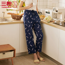 Three gun home trousers women Summer printed Shu skin cotton women casual pajama pants cotton air conditioning pants 60794