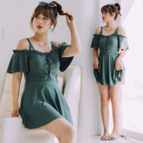 Big Code Swimsuit Women Ins Conjoined Fat mm200 Catty Conservative Lined With Slim Cover Belly Hot Springs Big Chest Gathering Skirt Style