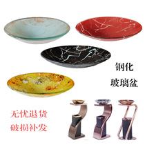 Star hotel high-grade stainless steel trash can basin office building smoke basin KTV tempered glass soot basin