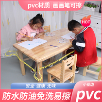 Kindergarten special waterproof and oil-proof tablecloth painting color pen children disposable tablecloth soft glass transparent cartoon students