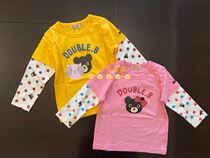 Day family chao 100 lap spring autumn male and female children baby black bear head pure cotton star splicing long-sleeved T-shirt