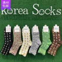 South Korea Great Import Autumn Winter New products Sweet and beautiful flowers Cotton Sox Fashion Elegant Flowers Lady Midbarrel Socks Tide