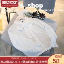 Brand childrens clothing 2019 new womens clothing quality small literary style Joker belt chiffon long sleeve shirt