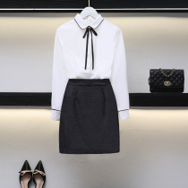 Charm Kou Xin 2019 new autumn and winter professional shirt set female interview dress jewelry shop uniform white shirt