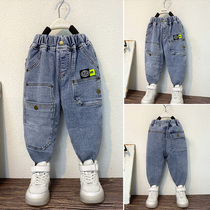 Baby jeans boys spring 2021 new children Korean version of the Western style pants tide spring and autumn thin casual trousers