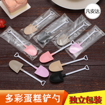 Disposable Spoon Plastic Dessert Cake Spoon Spatula Pudding Ice Cream Spoon Children Creative Spoon Individual Packaging