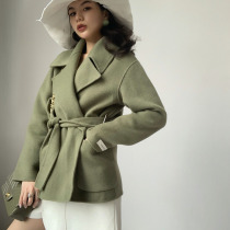 Pomelo SARAVIVI new autumn and winter double-sided cashmere woolen woolen medium long coat womens coat