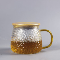 Hammer Veins Heat Resistant Glass Cups Day Style Bubble Tea Cup Men And Women Office Cups Flowers Teacup Cups Cold Drinks Cups Milk Cup with lid