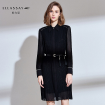 (Same model in shopping malls) ELLASSAY Goliath Summer New Diamond Pleated High Waist Dress Women