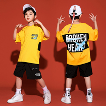 Childrens Street Dance Summer New Short Sleeve Set Loose Boys Hip Hop Performance Clothes Girls Jazz Dance Tide