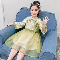 Girls dress spring dress new Chinese style long sleeve childrens spring and autumn Hanfu princess dress