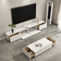 White paint TV cabinet net red Betta modern minimalist small apartment minimalist floor Nordic solid wood TV cabinet