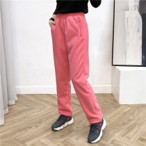 TECHtOP Exploratory Zipped Pocket Casual Pants Woman Autumn Winter Plus Suede Elastic Grip Suede Pants Warm Windproof Long Pants