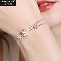 Fakaman bracelet female ins niche design sense artificial cats eye stone hand decoration New temperament fresh flower jewelry