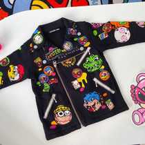 22 spring autumn and winter new Japanese childrens boys and girls tide brand graffiti full print cool jacket soft coat