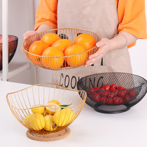 Wrought iron irregular fruit basket drain Nordic living room coffee table Fruit plate large capacity household creative snack storage basket