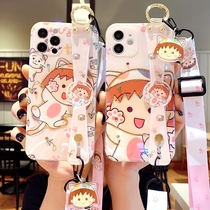 New Pinins cartoon cute to apply Apple 12pro max phone shell iPhone12 wristband obliquely satchel 11 bracket