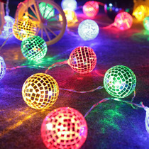  LED mirror ball light string diameter 4cm Ballroom decorative lights Festival arrangement colorful lights Nordic style decorative hanging lights