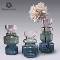 Diamond Star creative gradient Glass Vase ornaments living room flower arrangement large model room dining table ornaments