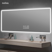 Smart mirror toilet Large mirror anti-atomization makeup mirror wall-mounted bathroom mirror with lamp square bathroom mirror hanging wall style
