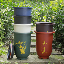 Flower pot purple sand gentleman Orchid ceramic orchid pot Yixing warehouse Orchid special pot large pot