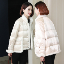 zqqz new whole mink mink fur collar fur goose down jacket women short temperament big brand thin coat 2086