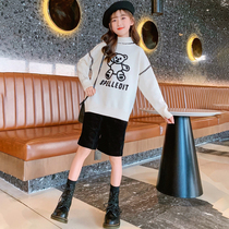 Girl pullover sweater childrens clothing 2021 new autumn girl foreign-style children bear spring and autumn knitted base shirt