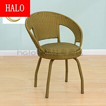 Balcony small rattan chair Single armrest backrest chair woven household rotating rattan chair single leisure outdoor rattan chair