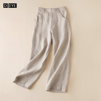 Linen pants woman 2022 Summer new sport Leisure art Wind relaxation numb 90% Straight cylinder wide-legged pants