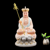 Stone sculptures Han Bai Yuji Tibetan King Buddha Colorful Glaze Tibetan Bodhisattva sitting in Lianbau Three Holy Gods Like a Home Figure Pendulum
