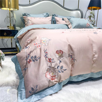 Four-piece set of cotton pure cotton high-end 60 long-staple cotton spring and summer new Chinese embroidery sheets thick duvet cover bedding