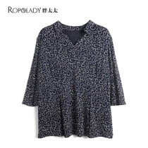Fat Wife Big Code Woman Dress Spring Dress New Shirt V Collar Loose with Slim Fit Mom Blouse 822220310