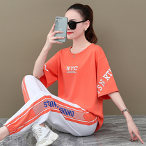 Sports Suit Women 2021 Spring Summer New Fashion Trends Ocean Air Weight Reduction RELAXED PURE COTTON LEISURE TWO SETS