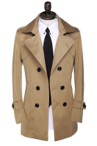 Long windbreaker mens handsome coat 2021 spring and autumn British trenches Korean version of the trend loose coat