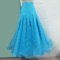 Customized new sequined modern dance big swing skirt ballroom dance practice dress women Waltz dance puffy dress