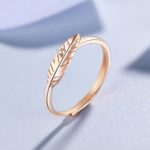 S925 sterling silver ring female Korean version of forest personality feather leaf live index finger ring tide person tail ring gold