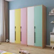 Nordic wardrobe modern simple assembly solid wood storage locker childrens clothing cabinet bedroom two door three door wardrobe