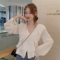 Xianqi chiffon small shirt 2021 Spring and Autumn New ruffles foreign style French sweet thin super fairy coat women ins