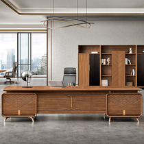 New Chinese Solid Wood Boss Table Desk Brief Modern President Table Big Bantai Office Ujin Wood Custom