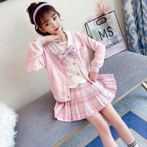 Girls JK uniform skirt genuine suit 2021 new spring and autumn childrens middle school childrens college style school uniform original full set